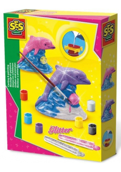 Odlew gipsowy 3D - Delfin z brokatem