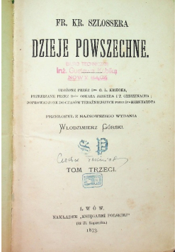 Dzieje powszechne Tom 3 Lwów 1873  r.