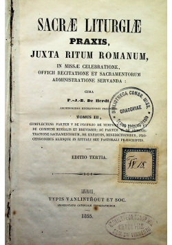 Sacrae liturgiae praxis juxta ritum Romanum tomus III 1855 r