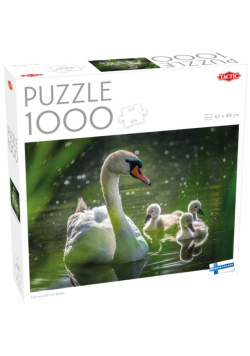 Puzzle 1000 Łabędź na jeziorze z dziećmi