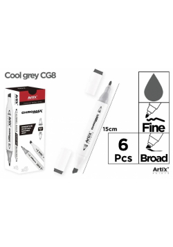 Marker Chromax z 2 końcówk. cool grey CG8 (6szt)