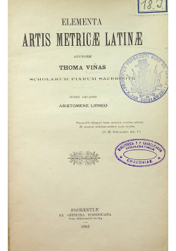 Elementa artis metricae latinae 1905 r.