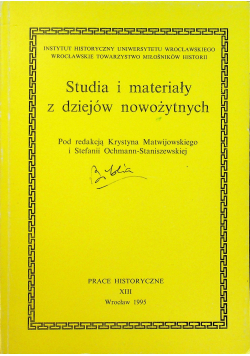 Studia i materiały z dziejów nowożytnych
