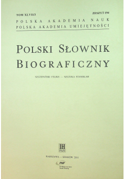 Polski słownik Biograficzny zeszyt 194