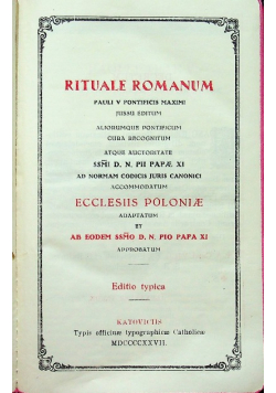 Rituale Romanum Ecclesiis Poloniae, 1927 r.