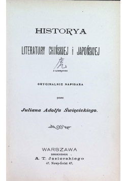 Historya Literatury Chińskiej i Japońskiej, 1901 r.