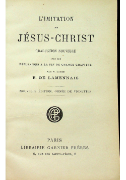 L imitation de Jesus Christ