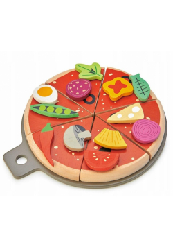 Pizza drewniana z dodatkami na rzepy