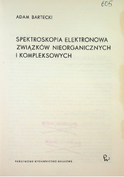 Spektroskopia elektronowa związków nieorganicznych i kompleksowych