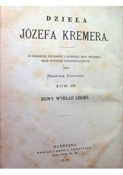Dzieła Józefa Kremera Tom III 1878r.
