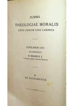 Summa Theologiae Moralis Tom 3 1927 r