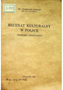 Mecenat kulturalny  w Polsce 1928 r.