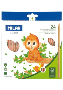 Kredki ołówkowe sześciokątne Natural 24 kol MILAN