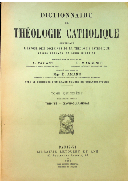 Dictionnaire de theologie catholique tome quinzieme 1950 r