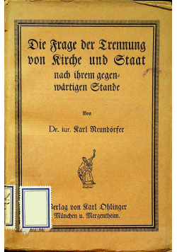 Die Frage der  trennung von kirche und staat 1912r