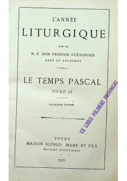 Lannee Liturgique Tom II 1926 r.