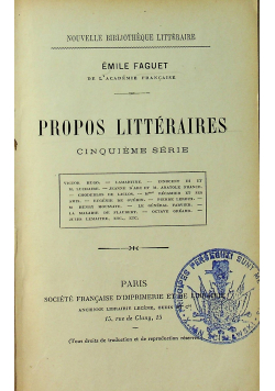 Propos Litteraires