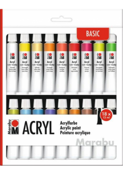Farby akrylowe 12ml 18 kolorów