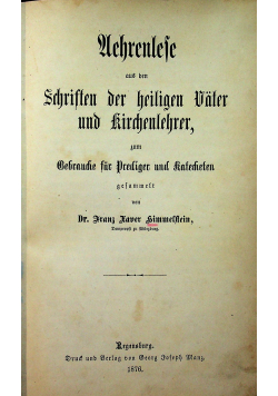 Uehrenlefe aus den schriften der heiligen vater und kirchenlehrer 1876 r.