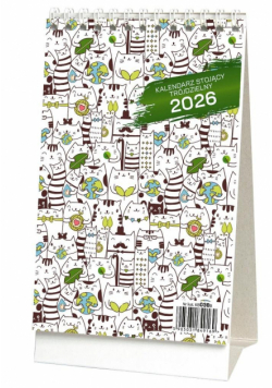 Kalendarz 2026 stojący trójdzielny koty