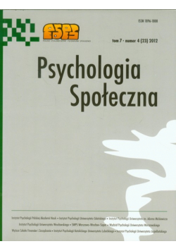 Psychologia Społeczna tom 7 nr 4 (23) 2012