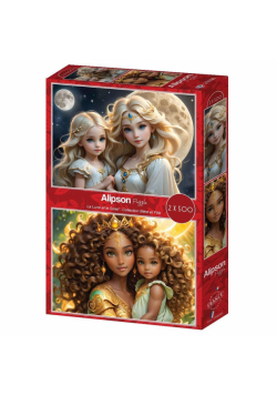 Puzzle 2x500 Matka i córka Księżyc i słońce