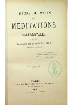 Meditations sacerdotales 1891 r.