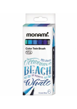 Dwustronne pisaki z końcówkami pędzelkowymi Color Twin Brush Ocean Blue 6 kolorów