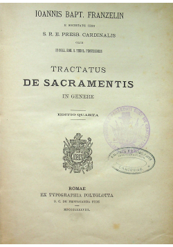 Tractatus de Sacramentis in genere 1888 r