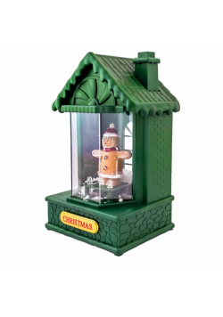 Domek led z muzyką i śniegiem zielony