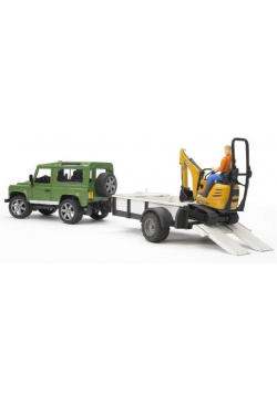 Land Rover z przyczepą 1 os. mikrokoparką JCB