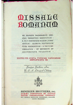 Missale romanum editio VII Juxta typicam Vaticanam Amplificata III 1945 r