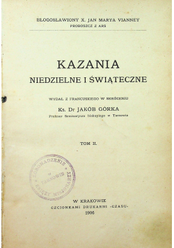 Kazania niedzielne i świąteczne tom II 1906 r