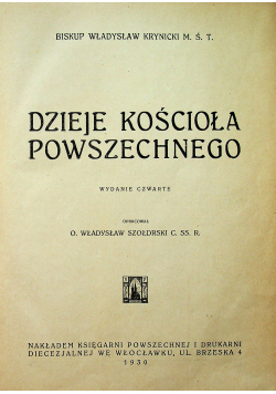 Dzieje Kościoła powszechnego 1930 r.