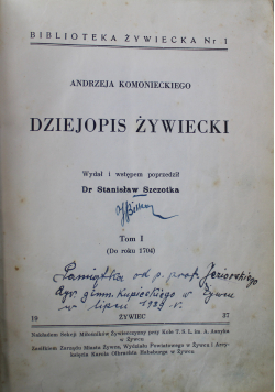 Dziejopis Żywiecki tom 1 1937 r.