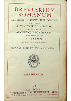 Breviarium Romanum ex decreto SS. Concilii tridentini 1925r
