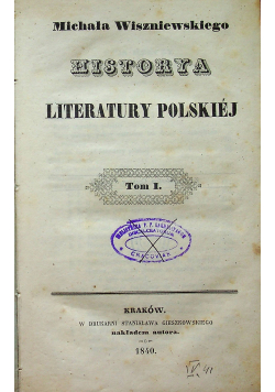 Historya literatury polskiej Tom I 1840 r