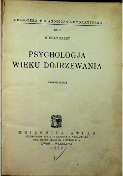 Psychologja wieku dojrzewania 1932 r