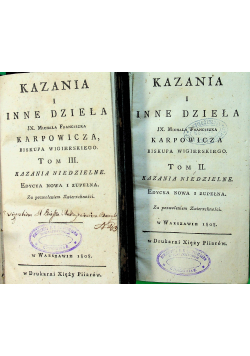 Kazania i inne dzieła 2 tomy 1808 r.