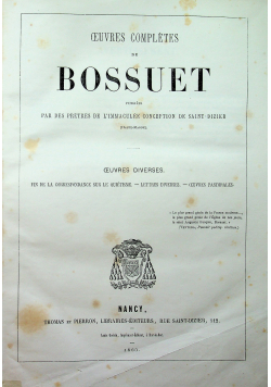 Oeuvres completes de bossuet Tome Onzieme 1863 r.