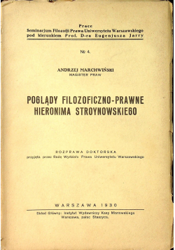 Poglądy filozoficzno prawne Hieronima Stroynowskiego 1930 r