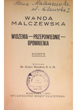 Widzenia -  przepowiednie - upomnienia, 1933 r.