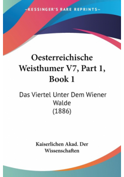 Oesterreichische Weisthumer V7, Part 1, Book 1