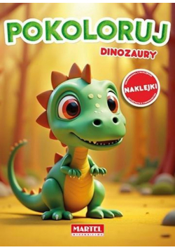 Pokoloruj dinozaury. Kolorowanka z naklejkami