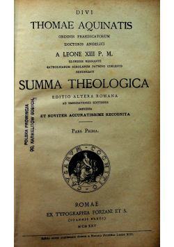 Summa Theologica tom 1 1925 r.
