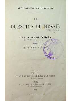 La Question du Messie 1869 r.