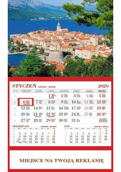 Kalendarz 2020 Ścienny Jednodzielny Korcula