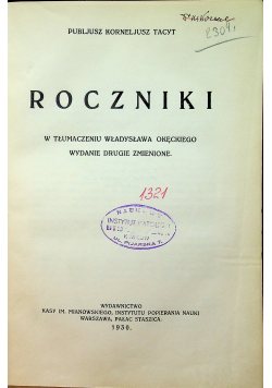 Tacyt Roczniki 1930 r.