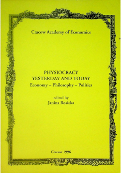 Physiocracy yesterday and today