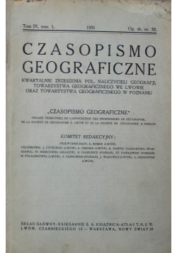 Czasopismo Geograficzne Tom IX zeszyt 1 1931 r.